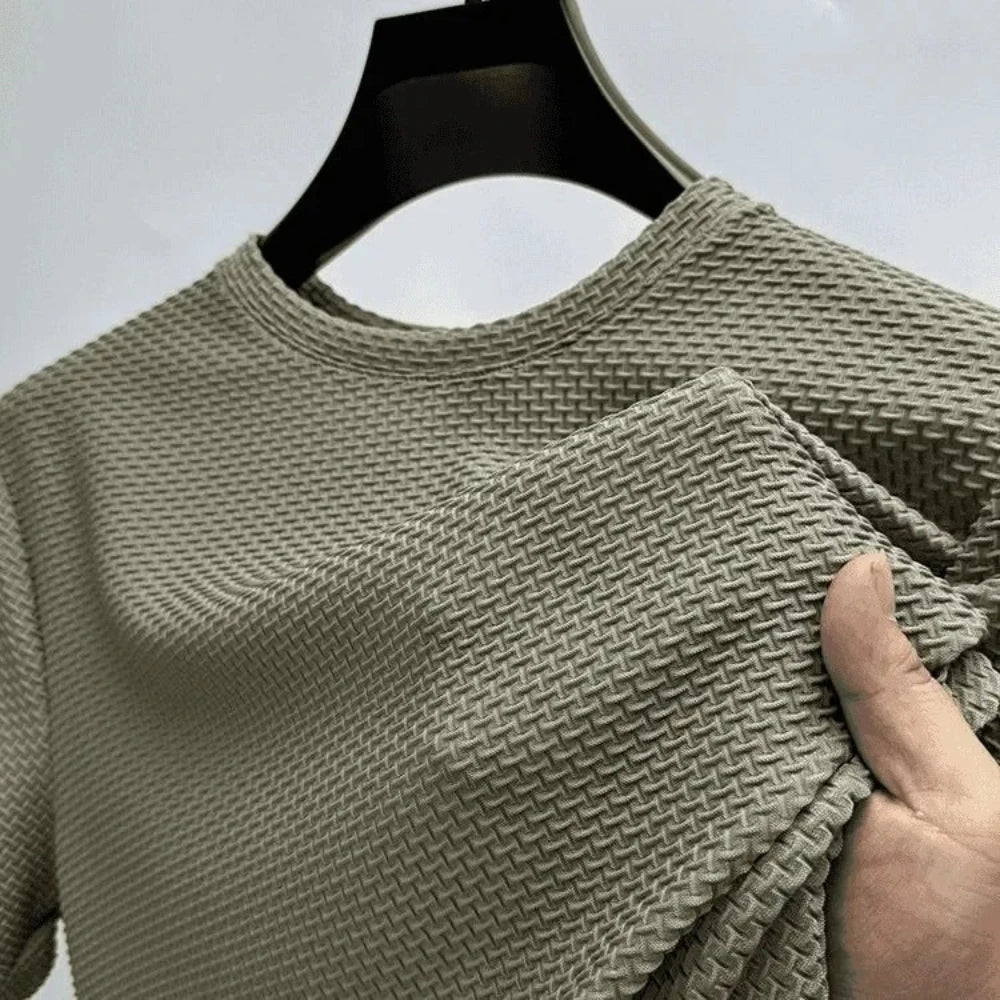 Men's Ice Silk Bamboo Mesh T-Shirt Slim Fit Breathable Summer Tee TAVEN System LLC