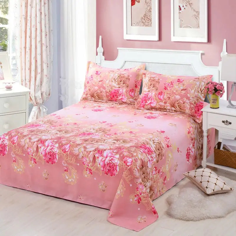 Queen Size Bed Sheet Single Soft Brushed Cotton Bedding Rustic Design All Seasons Breathable 1.6m Double Bed Sheet TAVEN System LLC