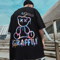 New men's summer colorful teddy bear letter print comfortable and breathable round neck T-shirt outdoor street top TAVEN System LLC