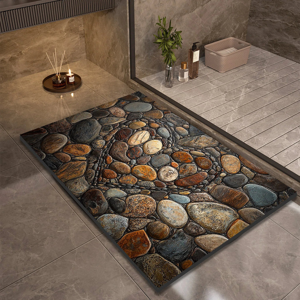 Stone Design Diatomite Bath Mat Bathroom Non-slip Shower Foot Mats Absorbent Quick Dry Toilet Rugs Carpet Doormat Washable TAVEN System LLC