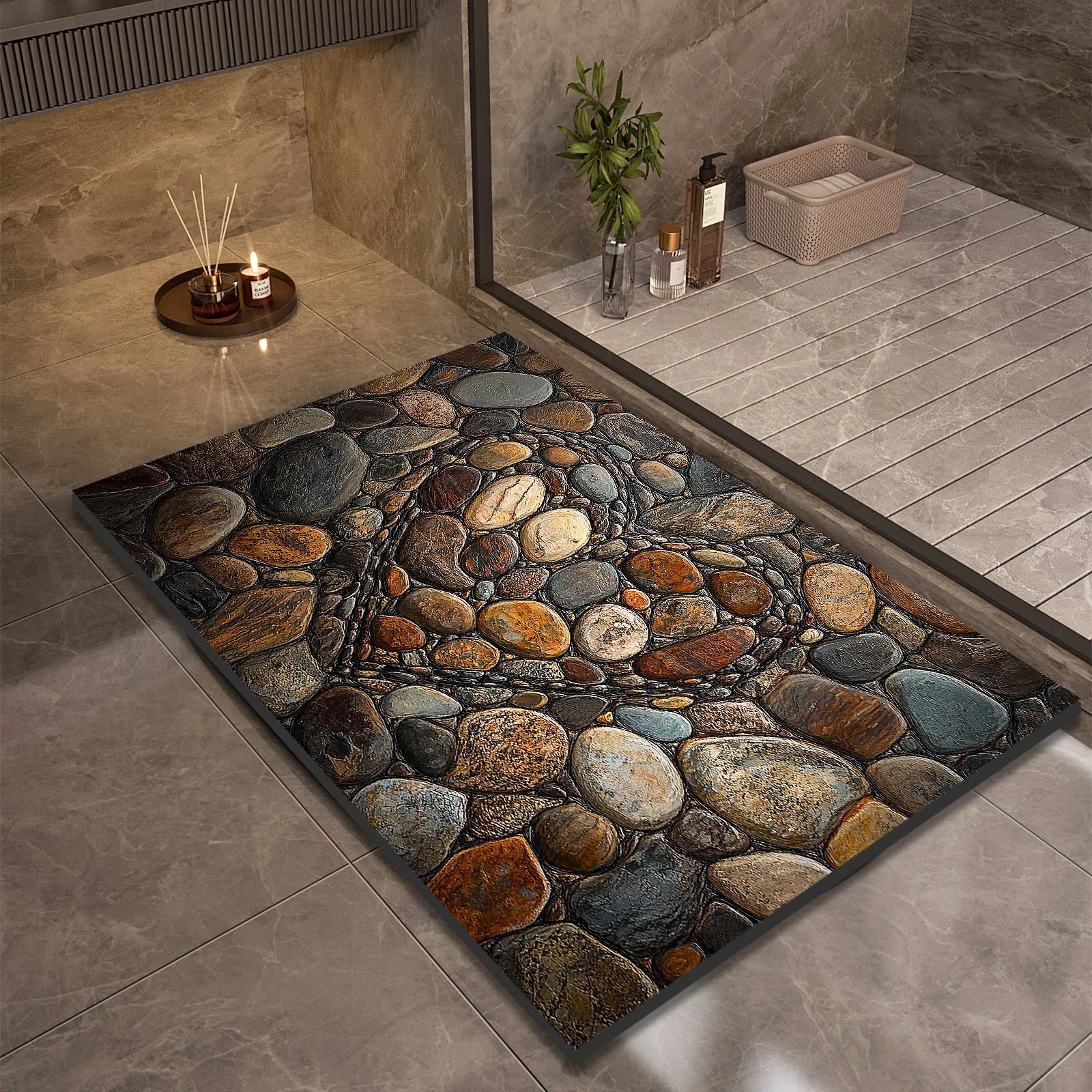 Stone Design Diatomite Bath Mat Bathroom Non-slip Shower Foot Mats Absorbent Quick Dry Toilet Rugs Carpet Doormat Washable TAVEN System LLC