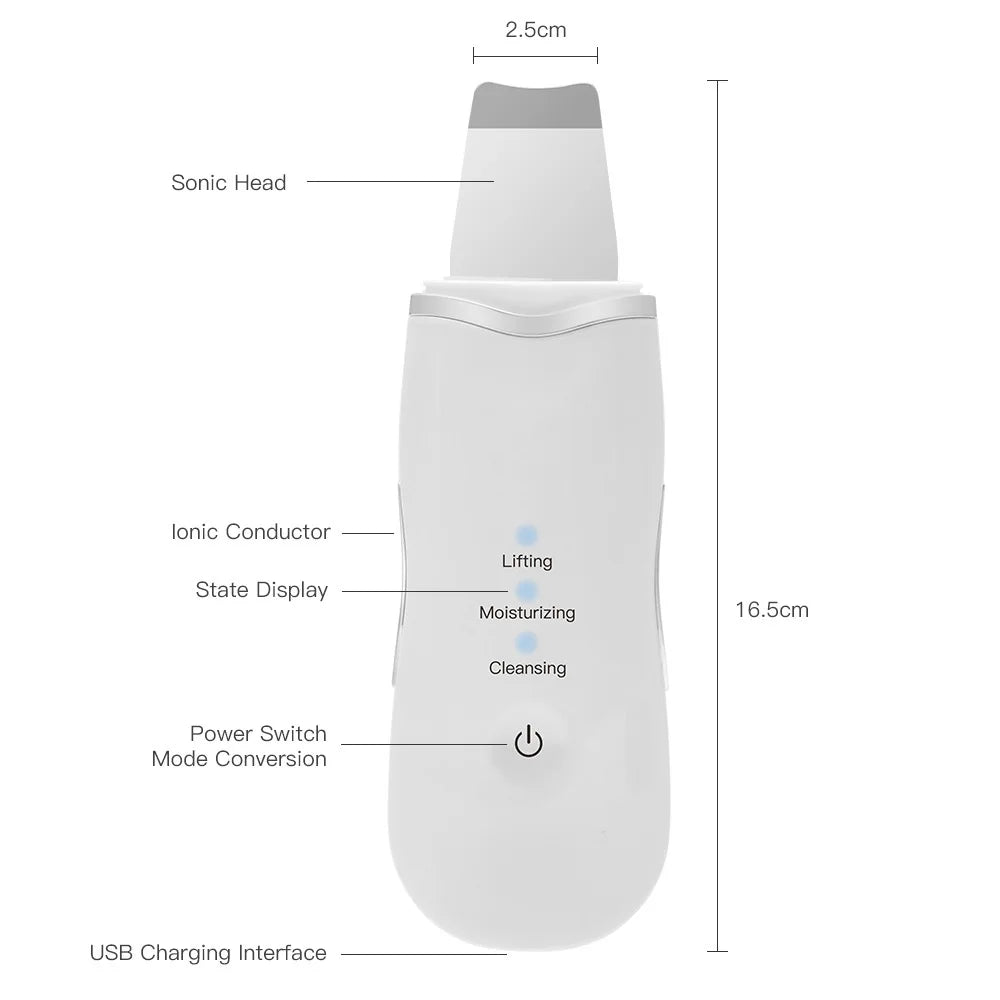 Deep Vibrate Skin Scrubber Facial Cleaner Shovel Spatula Not Ultrasonic Face ScrubberPeeling Blackhead Remover Facial Ma ssager TAVEN System LLC