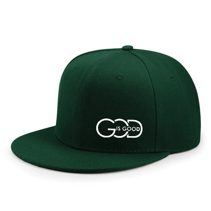 God Is Good Snapback Cap Black Flat Brim Adjustable Baseball Hat