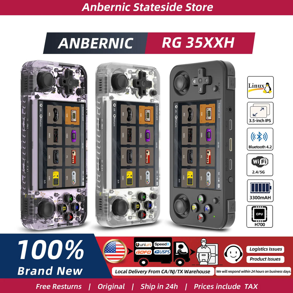 ANBERNIC RG35XX H Handheld Game Console 3.5''IPS Screen HDMI Output Linux System RG35XXH Retro Video Simulator Console Kids Gift TAVEN System LLC