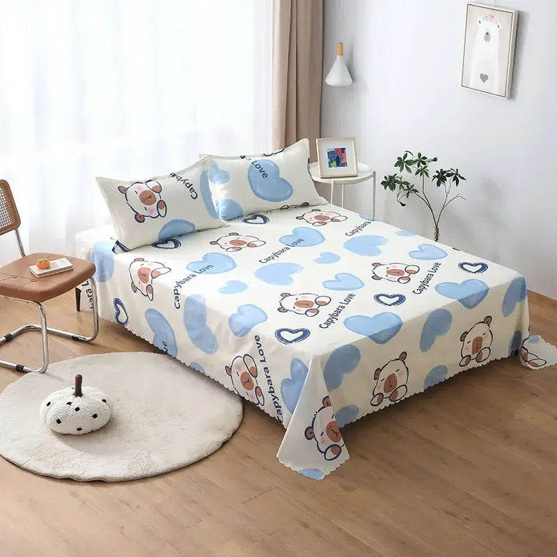 Queen Size Bed Sheet Single Soft Brushed Cotton Bedding Rustic Design All Seasons Breathable 1.6m Double Bed Sheet TAVEN System LLC