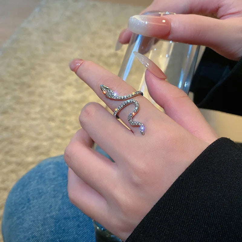 Stainless Steel Open Snake Ring for Women Girls Gothic Punk Adjustable Animal Ring Personality Accessories Fashion Jewelry Gifts TAVEN System LLC