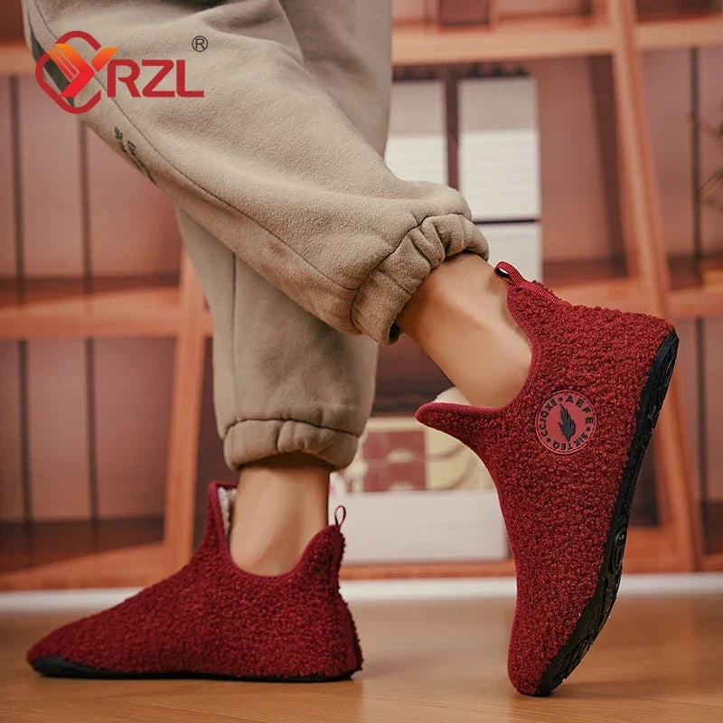 YRZL Winter Slippers Men Indoor Slippers Non-slip Warm Women and Men Slipper Ankle Soft Shoes Comfortable Flat Home Cotton Shoes TAVEN System LLC
