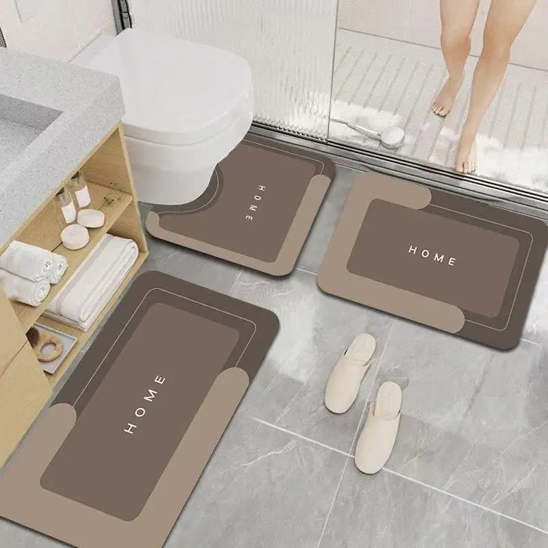 3Pcs Bathroom Rug Set Quick Drying Super Absorbent Bath Mats Anti-Slip Rubber Backing Floor Carpet U-Shaped Contour Toilet Rug Washable Pedestal Mat for Shower Tub Kitchen Washroom Accessories TAVEN System LLC