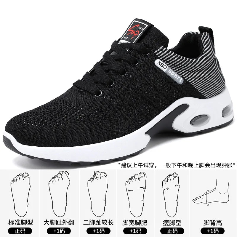 Men's Trendy Breathable Lace-Up Running Shoes Korean Light Casual Sports Sneakers TAVEN System LLC