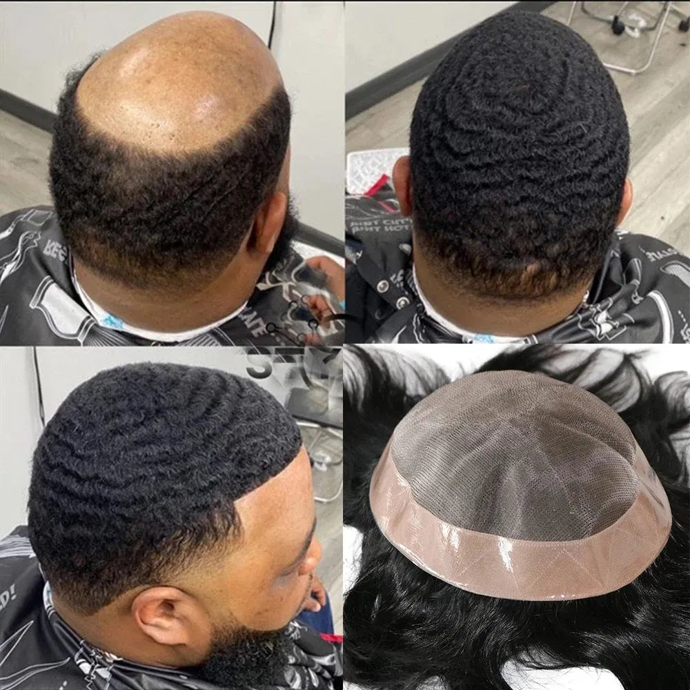 Toupee Color: 60R#, Toupee Density: 130%, Length: 6 inches, Toupee Size: 6x8, Toupee Design: free - 20MM Curly Brown Black Super Durable Mono Lace&Pu Mens Toupee Wig Human Hair 15mm Capillary Prosthesi Weave Replacement For Male Taven