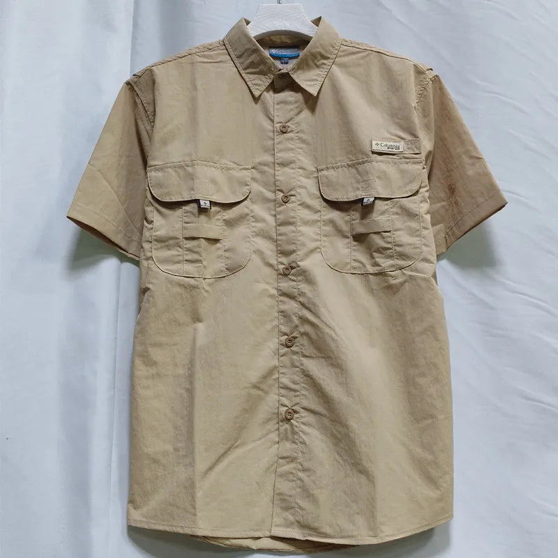 Men Short Sleeve Cargo Nylon Fishing Work Casual Shirt TAVEN System LLC