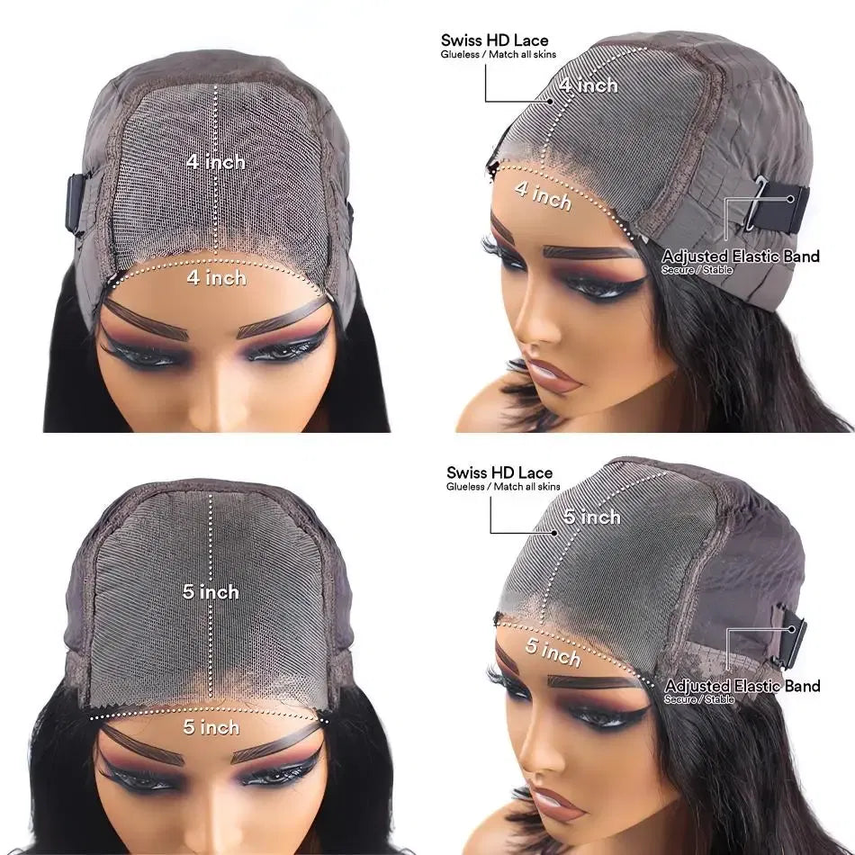 Stretched Length: 26inches, Hair Color: #4, Density: 180%, Ships From: CHINA - Body wave Wigs Glueless Wig Human Hair Ready To Wear 5x5 Lace Frontal Wig 4x4 Brazilian Closure Wig For Women Lace Front Wigs Taven