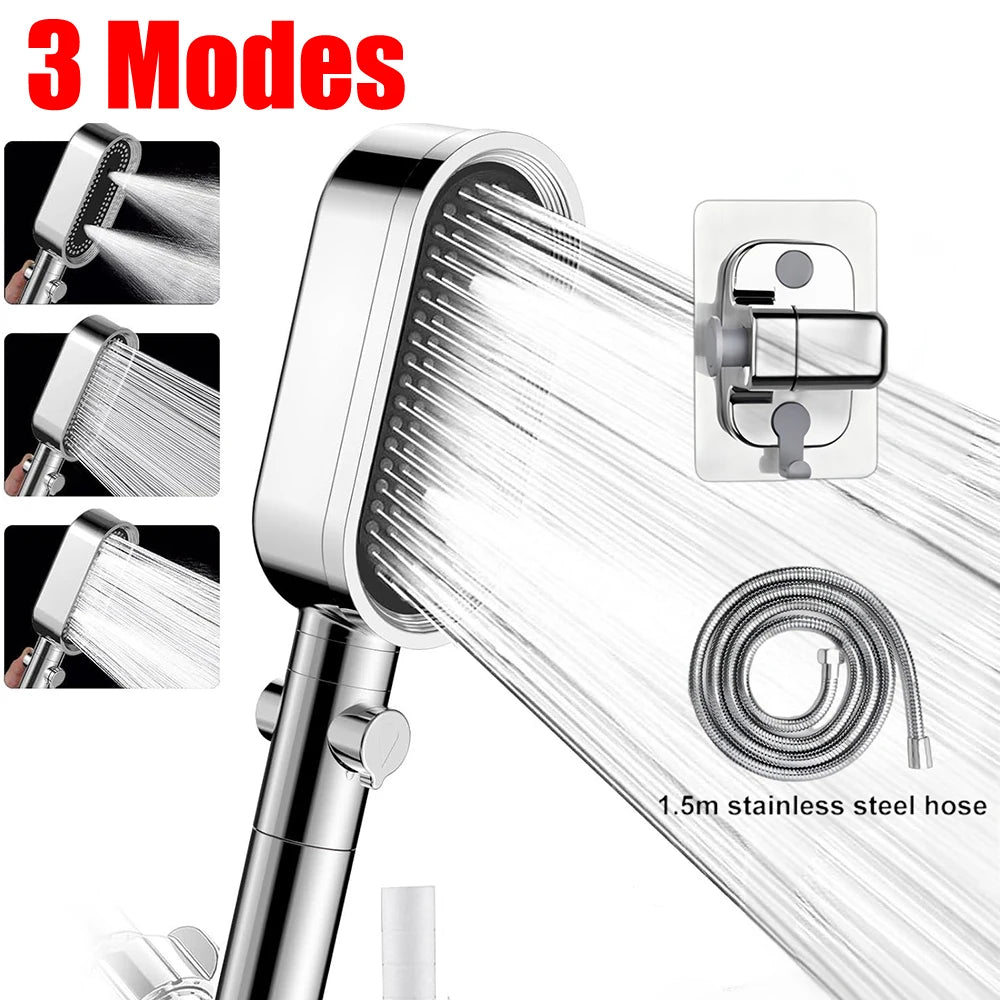 3 Modes Powerful Shower Head Anti-clogging and Easy To Clean Anti Anti-limescale Shower Head Handheld Flexible Bath  Shower Head TAVEN System LLC