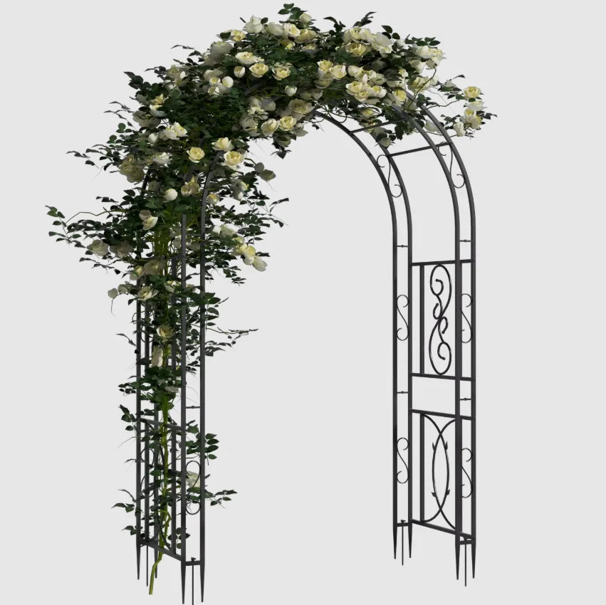 Heavy duty metal garden arbor arch trellis for climbing plants
