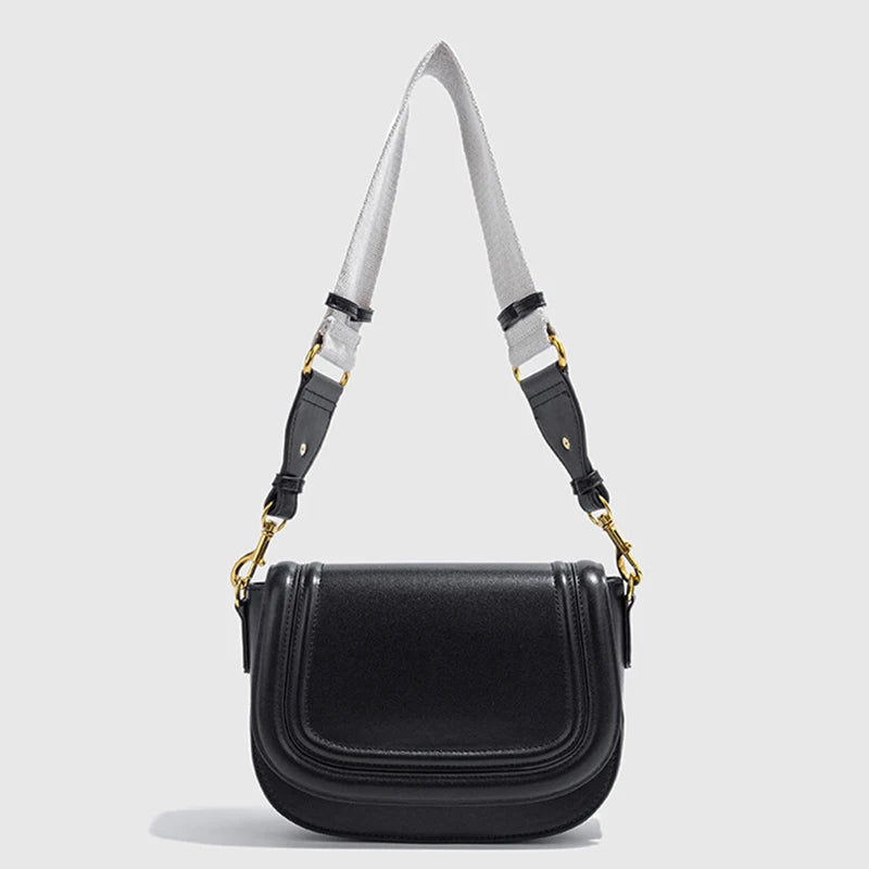 Women Wide Strap PU Shoulder Bag Underarm Baguette Crossbody Bag TAVEN System LLC