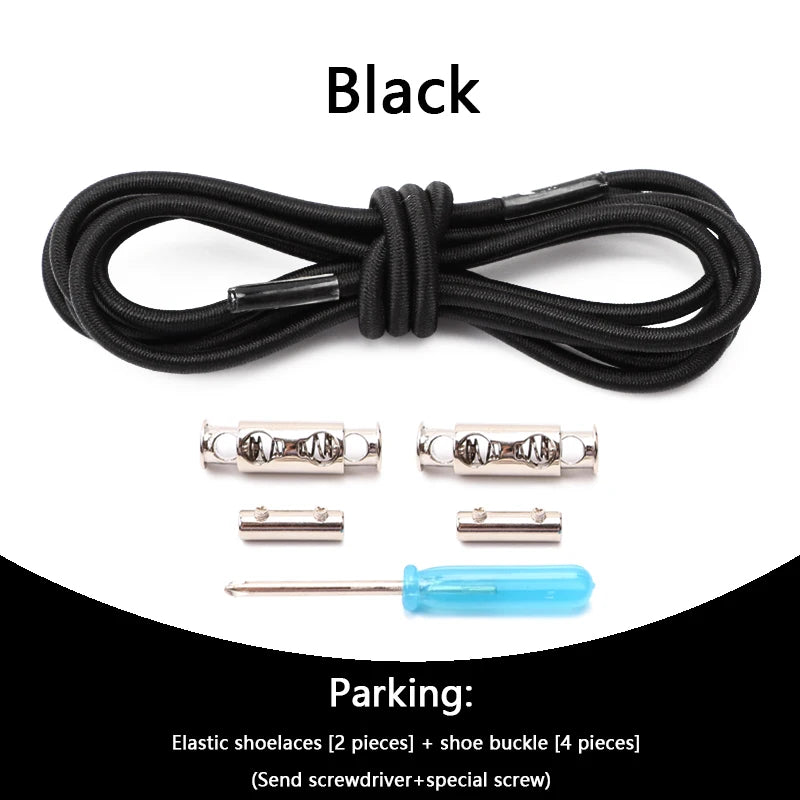 1 Pair No tie Shoelaces For Sneakers Elastic Shoelace Metal Spring Lock Man And Woman Shoe Accessories Lazy Shoe Laces 100cm TAVEN System LLC