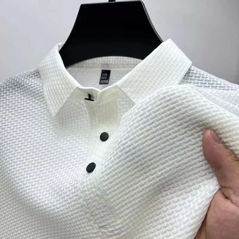 Men's Solid Color Polo Shirt Breathable Casual Short Sleeve TAVEN System LLC