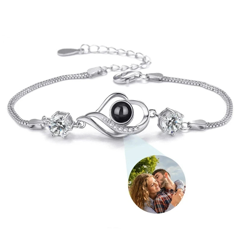 Custom Bracelet With Picture Inside Personalized Stainless Photo Projection Box Chain Bracelet Anniversary Memorial Jewelry Gift TAVEN System LLC