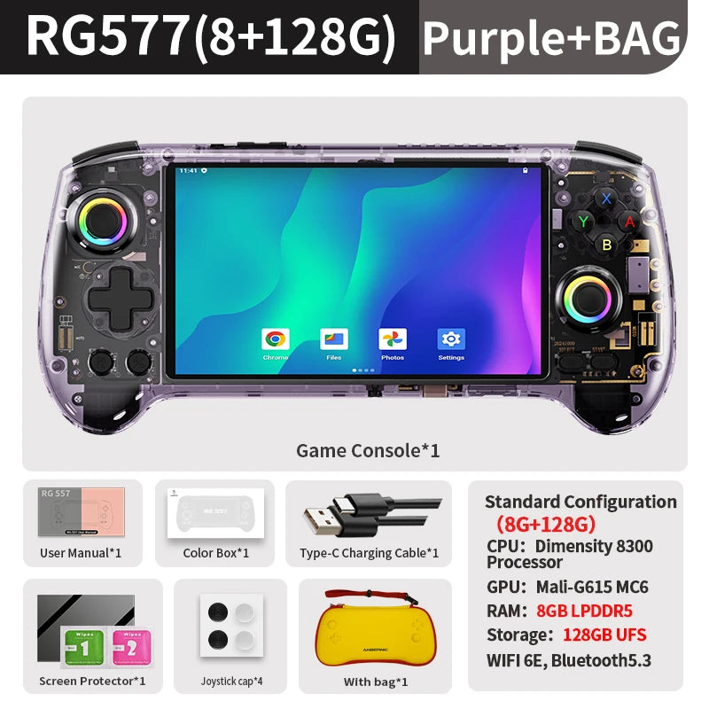 ANBERNIC RG557 Handheld Game Console 5.48" AMOLED Screen Dimensity 8300 Android Retro Video Player Supports FOTA WIFI Streaming TAVEN System LLC