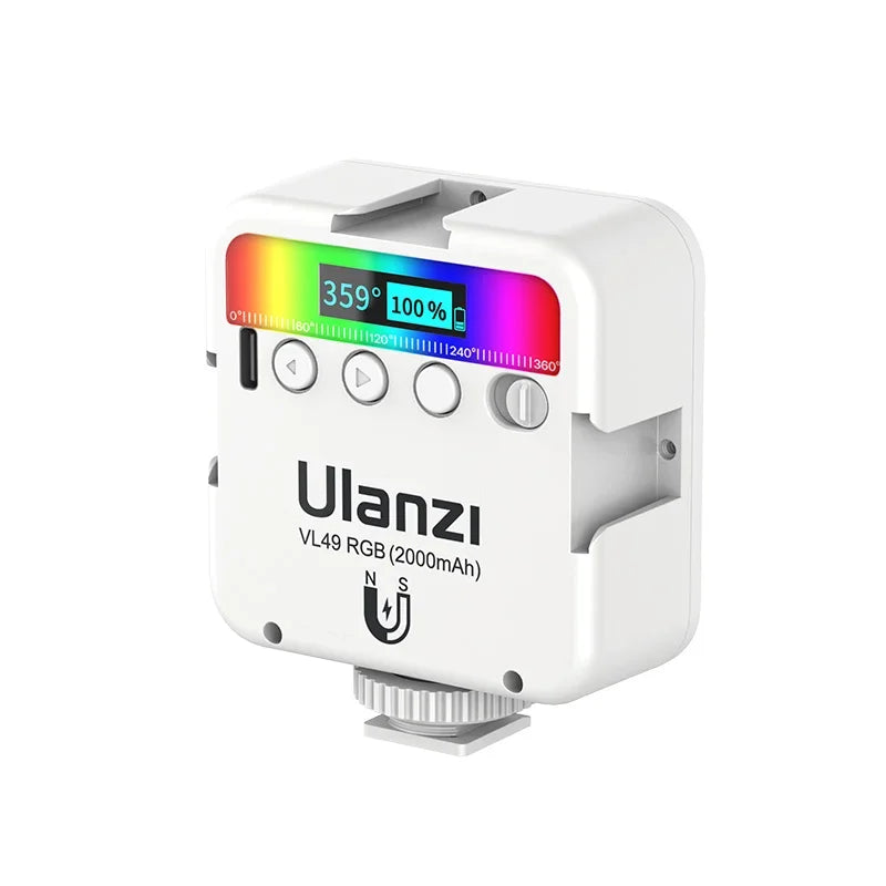Ulanzi VL49 Full Color RGB LED Video Light 2500K-9000K 800LUX Magnetic Mini Fill 3 Cold Shoe 2000mAh Type-C Camera Light TAVEN System LLC