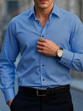 FGKKS New Men Shirt Brand New Solid Color Long Sleeve Elastic Fabric Men's Multiple Colors Male Quality Basic Shirt TAVEN System LLC