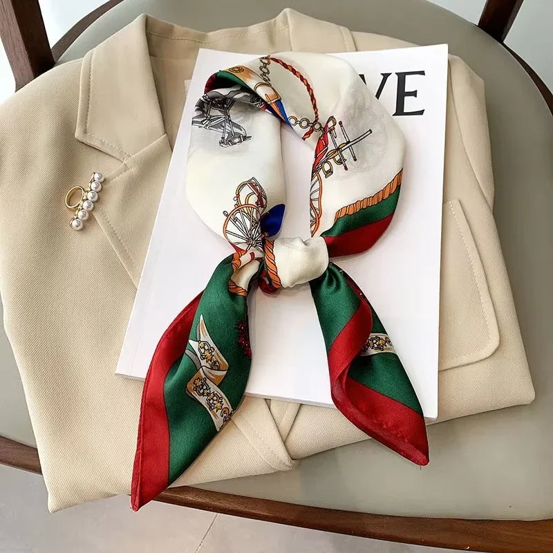 70cm Polka Dot Printed Silk Scarf Women Simulated Silk Elegant and Versatile Headwear Bag Accessories Clothing Square Scarf TAVEN System LLC