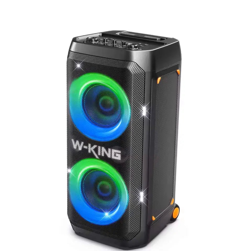 W-KING T12 Tragbare Bluetooth-Lautsprecher-Box mit 370W MAX Pro Sound, Lichtshow, CSB, Bass Boost, Rollen und Teleskopgriff TAVEN System LLC