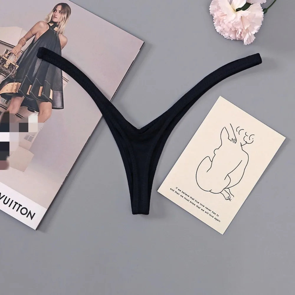 Innovative Deep V Look Thong Panties Cotton Equipped with A Sophisticated Women Briefs Comfortable Solid Color Low Waist Bikini TAVEN System LLC