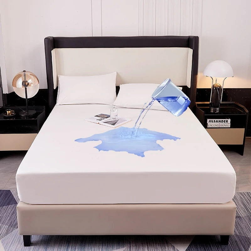 Kuup Safe Waterproof Mattress Protector Soft Comfortable Breathable Solid Color Fitted Bedding Cover No Pillowcases Included TAVEN System LLC