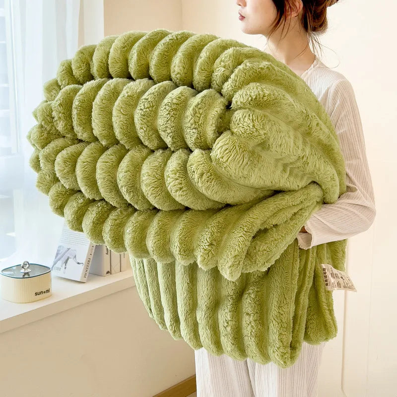 Thickened Wide Striped Flannel Multifunctional Blanket Spring, Can Be Used As Bed Sheet Cover Blanket, Sofa Blanket,nap Blanket TAVEN System LLC
