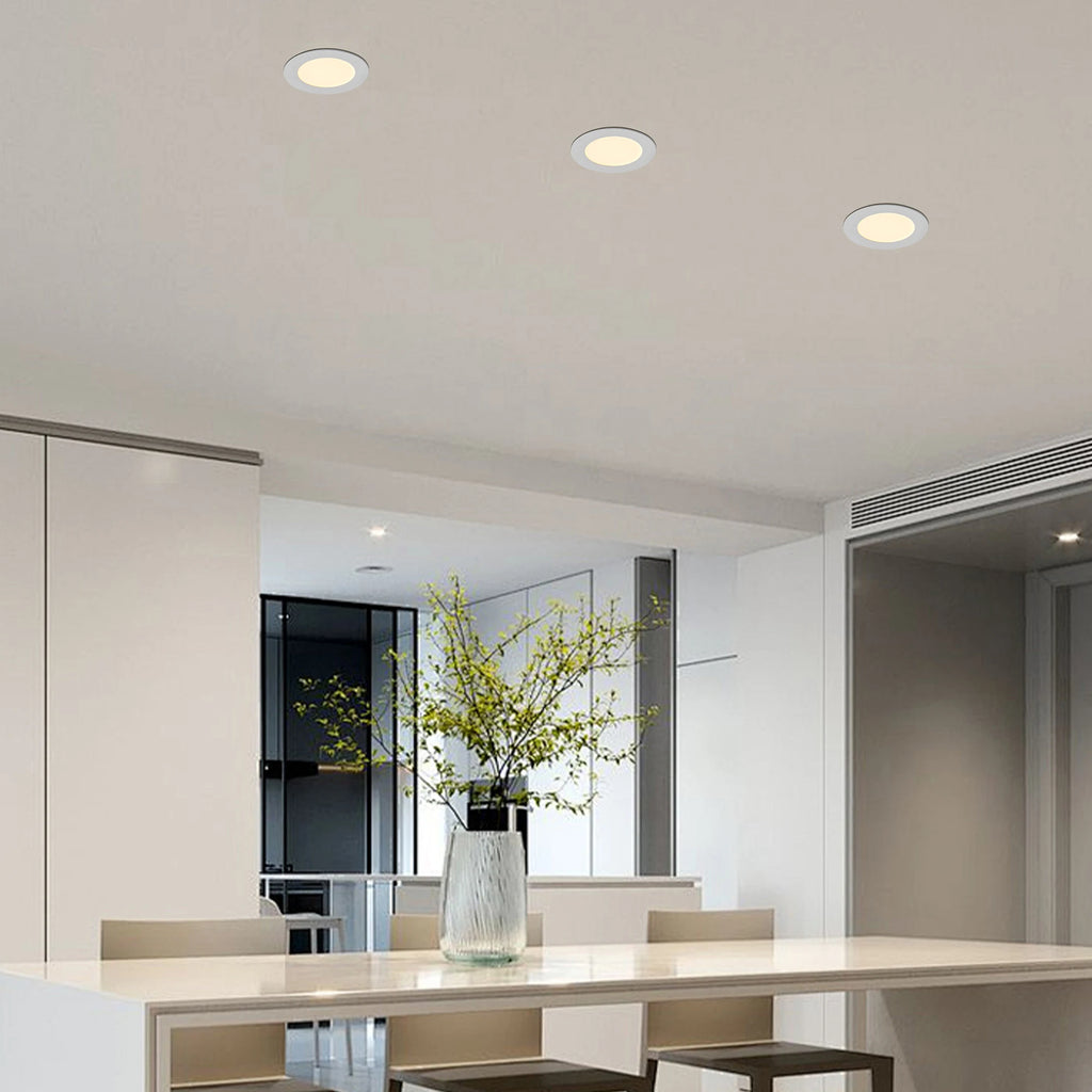 12-Piece Set of Shell-Less Led Ceiling Lights, Dimmable Recessed Downlights with Junction Box, 3000K-5000K Adjustable Color Temperature White Light TAVEN System LLC