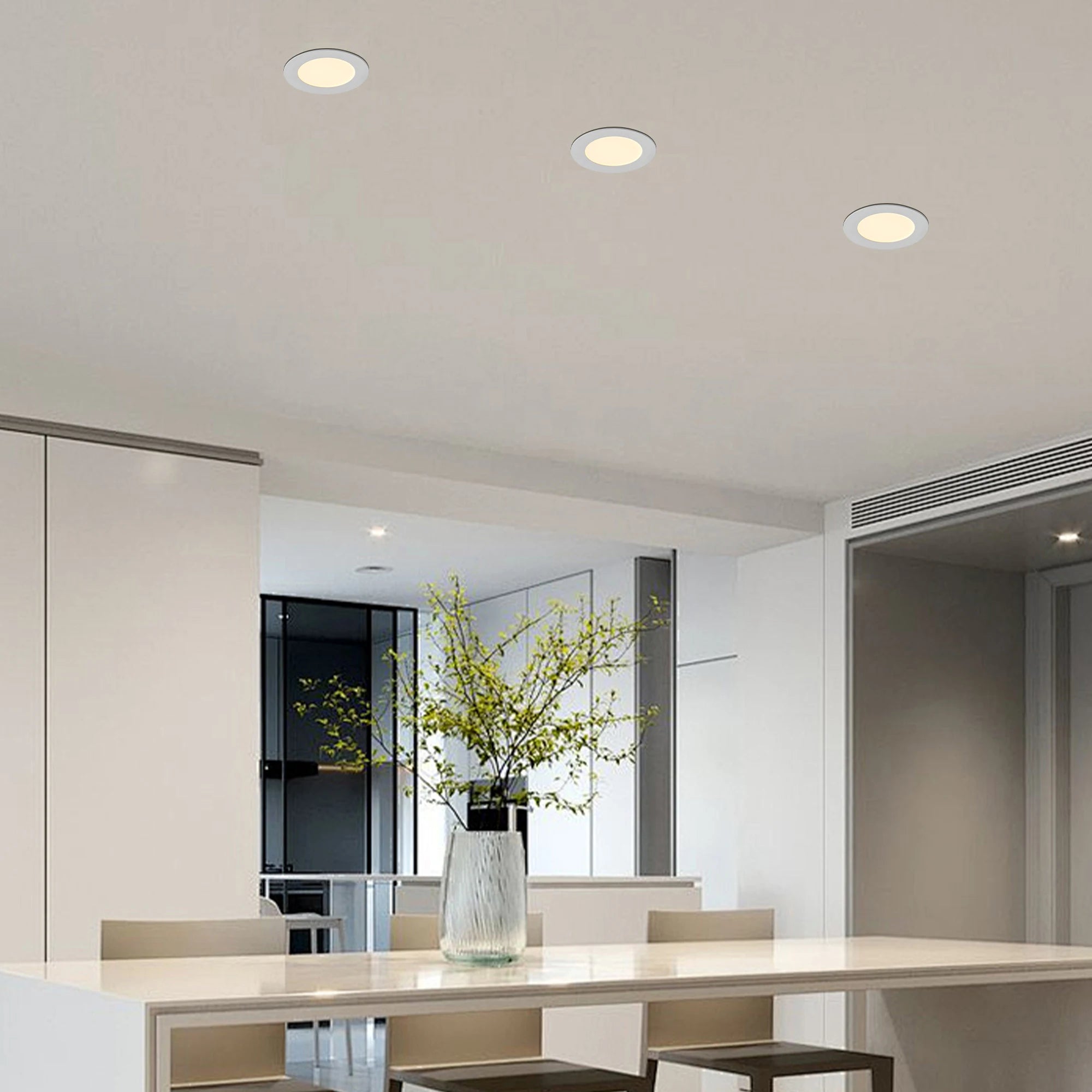 12-Piece Set of Shell-Less Led Ceiling Lights, Dimmable Recessed Downlights with Junction Box, 3000K-5000K Adjustable Color Temperature White Light TAVEN System LLC