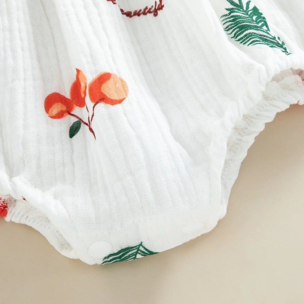 Baby Girl Cherry Print Romper with Headband Summer Outfit Set TAVEN System LLC
