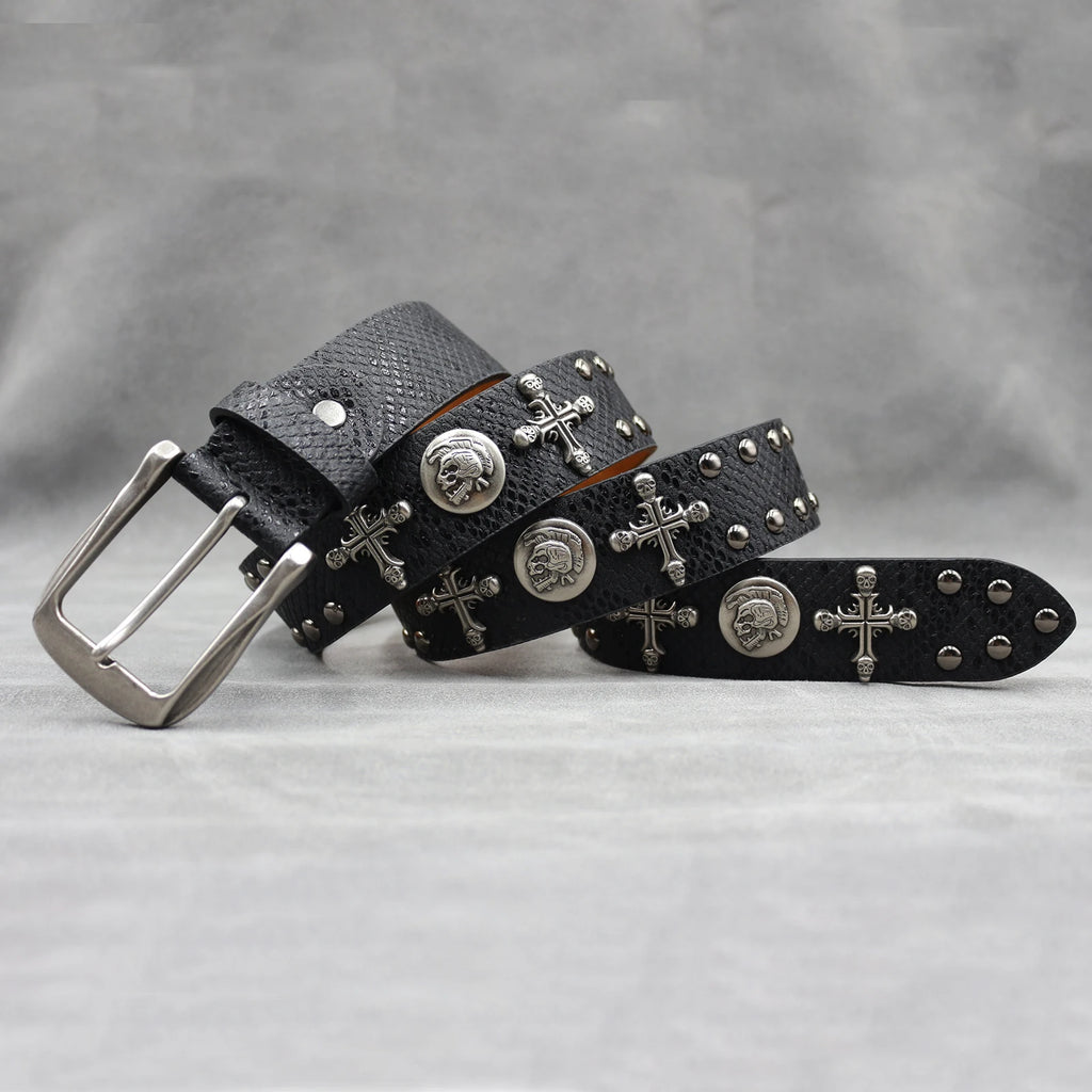 Rivet PU  Leather men's belt Fashion alloy belts Buckle luxury brand jeans belts for men business belt female belt TAVEN System LLC