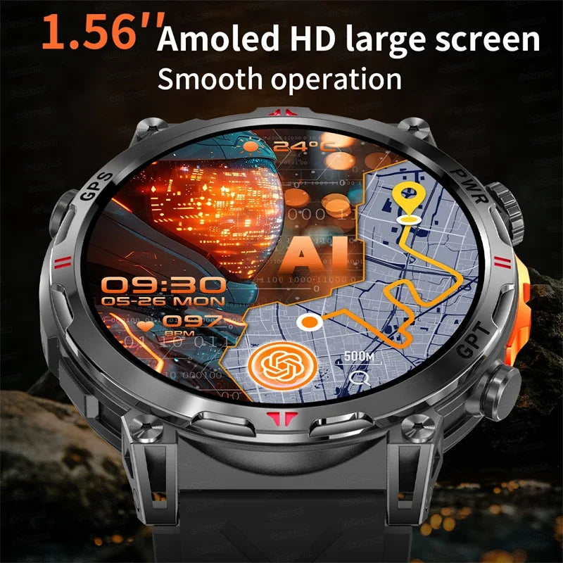 Smart Watches 1.56" AMOLED Screen GPS Fitness Tracking Compass 3ATM 650Mah Call 100+ Sports Smartwatch AI GPT For Android iOS - TAVEN System LLC