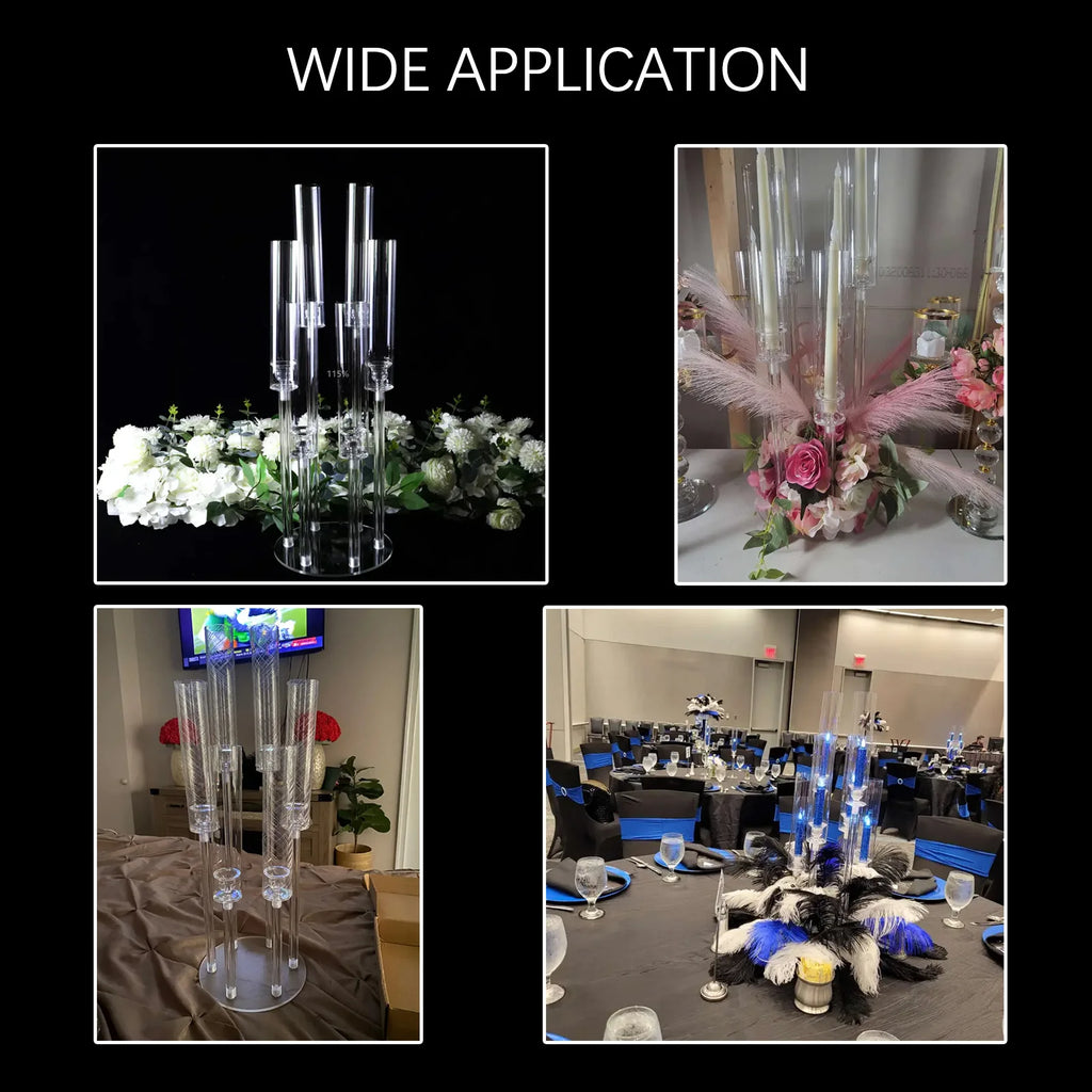 10Pcs Clear 6 Arm Candelabra Taper Candle Holder For Wedding Party Dining Table Banquet Event Decor TAVEN System LLC