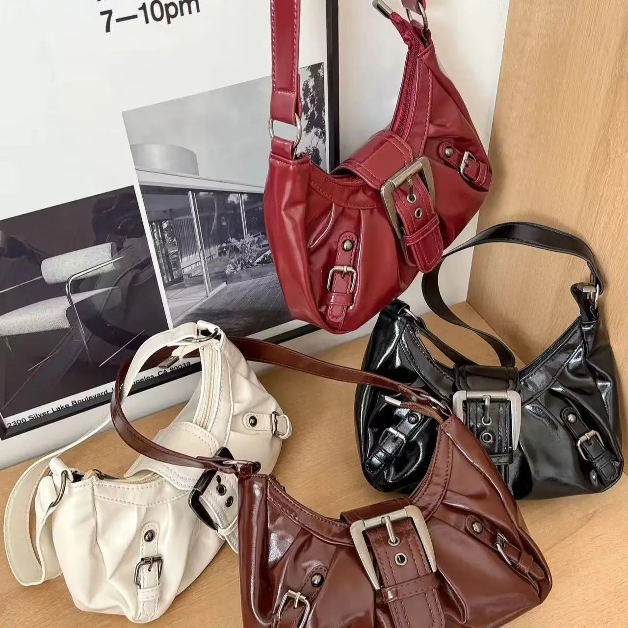 Y2K Retro Pleated Hobo Shoulder Bag Women Underarm PU Handbag TAVEN System LLC