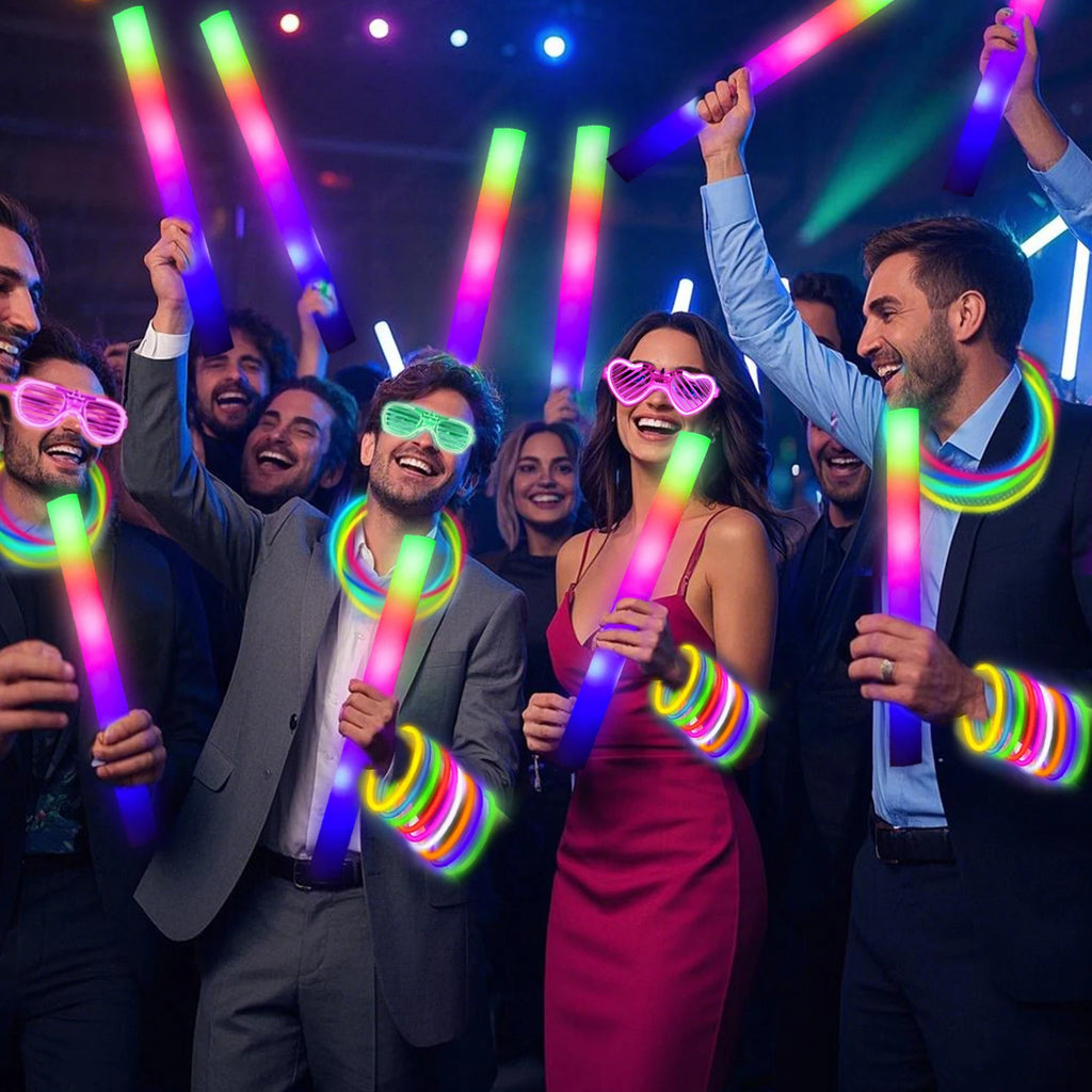 168pcs/Set Glow Party Kit, including 12 LED Glasses, 16 Foam Glow Sticks, 40 Finger Lights, 100 Glow Sticks, suitable for weddin TAVEN System LLC