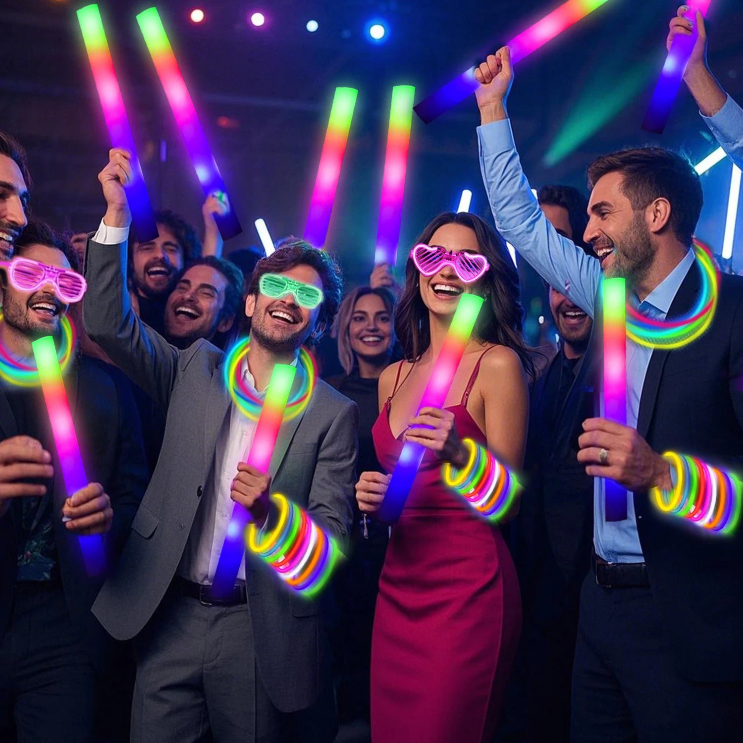 168pcs/Set Glow Party Kit, including 12 LED Glasses, 16 Foam Glow Sticks, 40 Finger Lights, 100 Glow Sticks, suitable for weddin TAVEN System LLC
