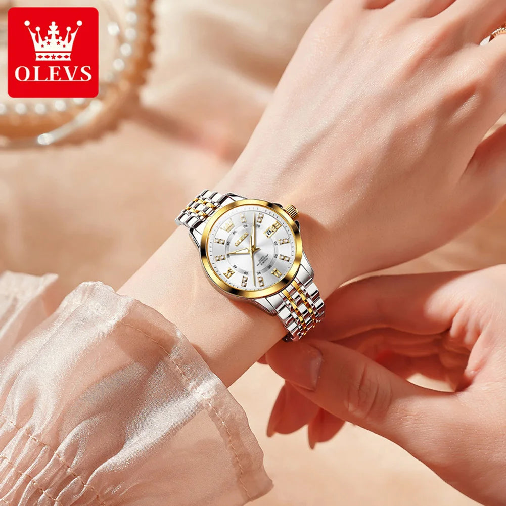 OLEVS 3620 Women Watch Luxury Brand Diamond Quartz Watch Fashion Automatic Calendar Waterproof Women Watch Bracelet Set Reloj TAVEN System LLC