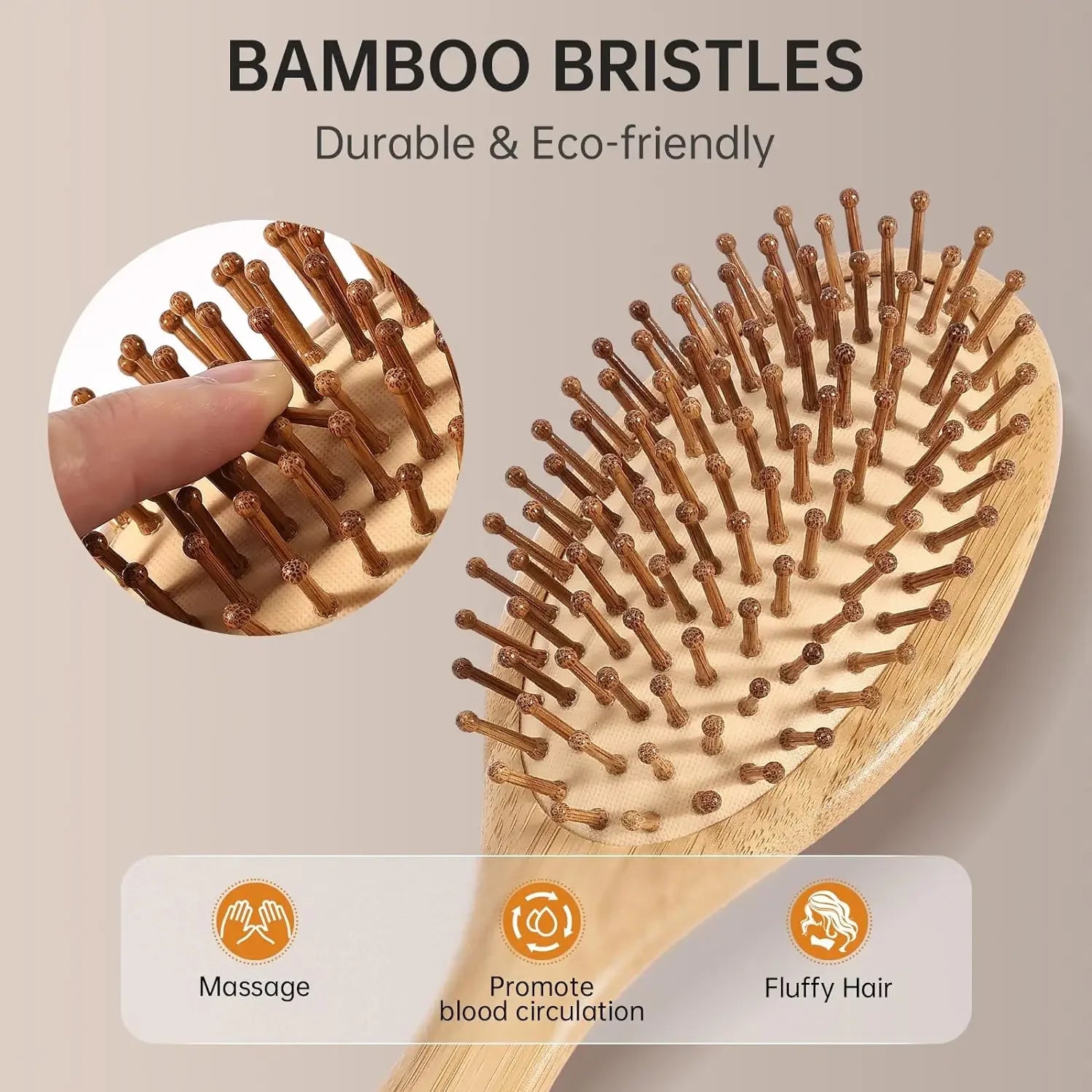 Natural Bamboo Paddle Hair Brush with Air Cushion Anti Static
