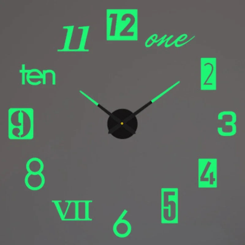 New Modern Design Large Wall Clock 3D DIY Quartz Clocks Fashion Watches Acrylic Mirror Stickers Living Room Home Decor Horloge - TAVEN System LLC