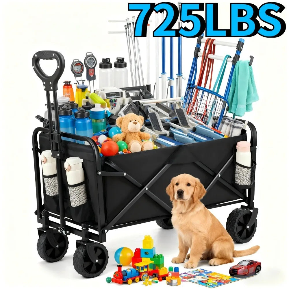 Collapsible foldable wagon cart with all terrain wheels for beach