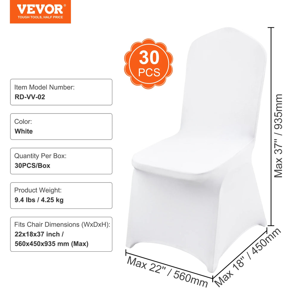 SucceBuy12/30/50/100Pcs Wedding Chair Cover Spandex Stretch Slipcover for Restaurant Banquet Hotel Dining Party White Cover TAVEN System LLC