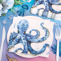 10 Ocean-themed party napkins for weddings, birthdays, baby parties - watercolor octopus and nautical table decoration, blue for summer parties, paper napkins for nautical table arrangement gifts TAVEN System LLC
