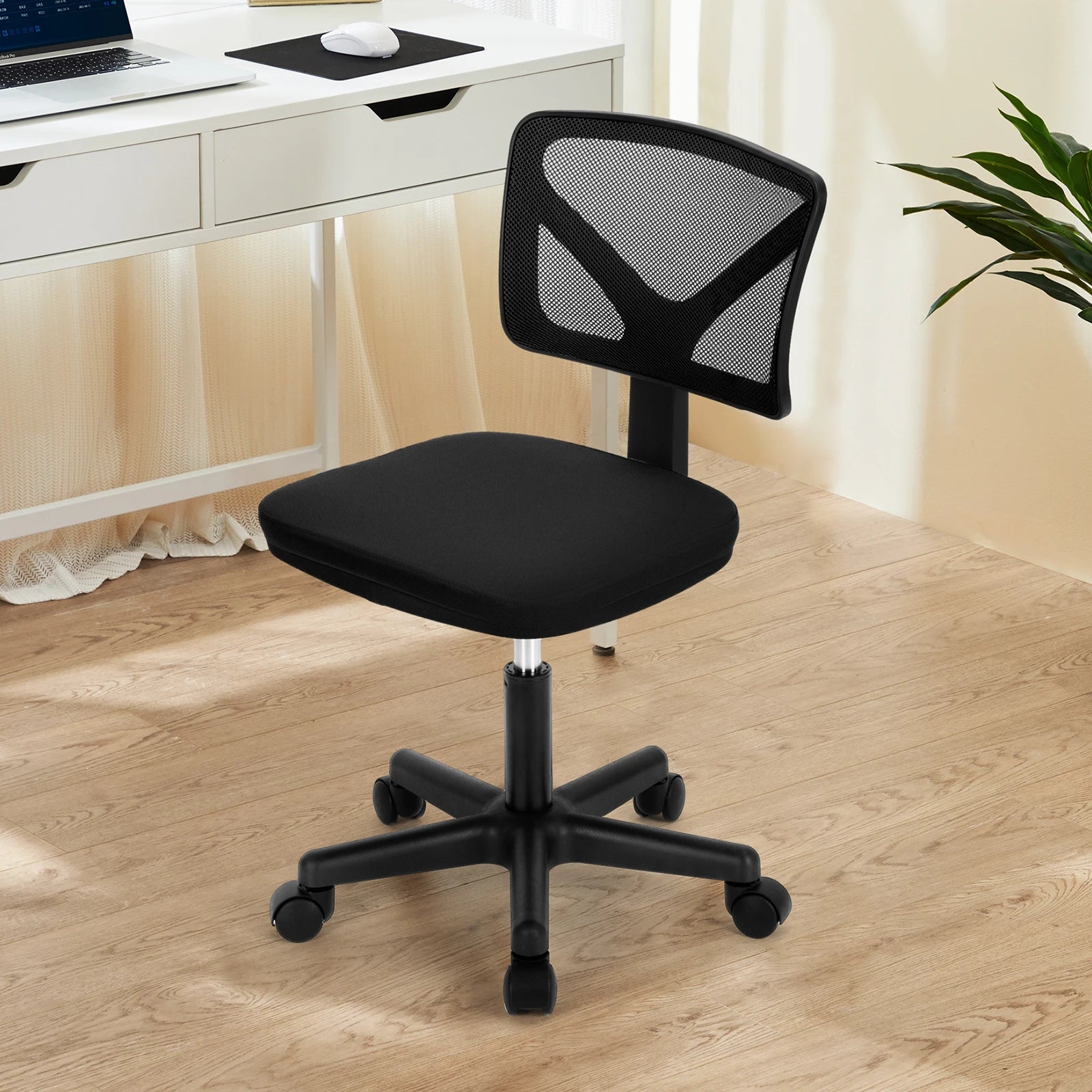 JHK Armless Mesh Office Chair with Lumbar Support and Wheels TAVEN System LLC