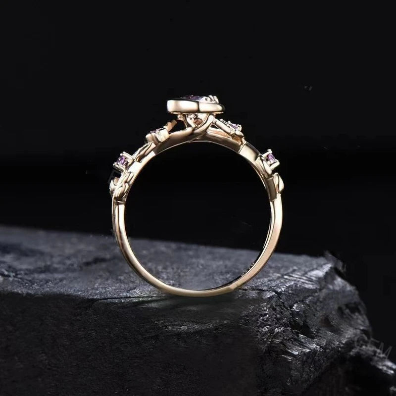 Creative personality moon stars and flowers colored zircon crystal ring, fashion chic women's jewelry TAVEN System LLC