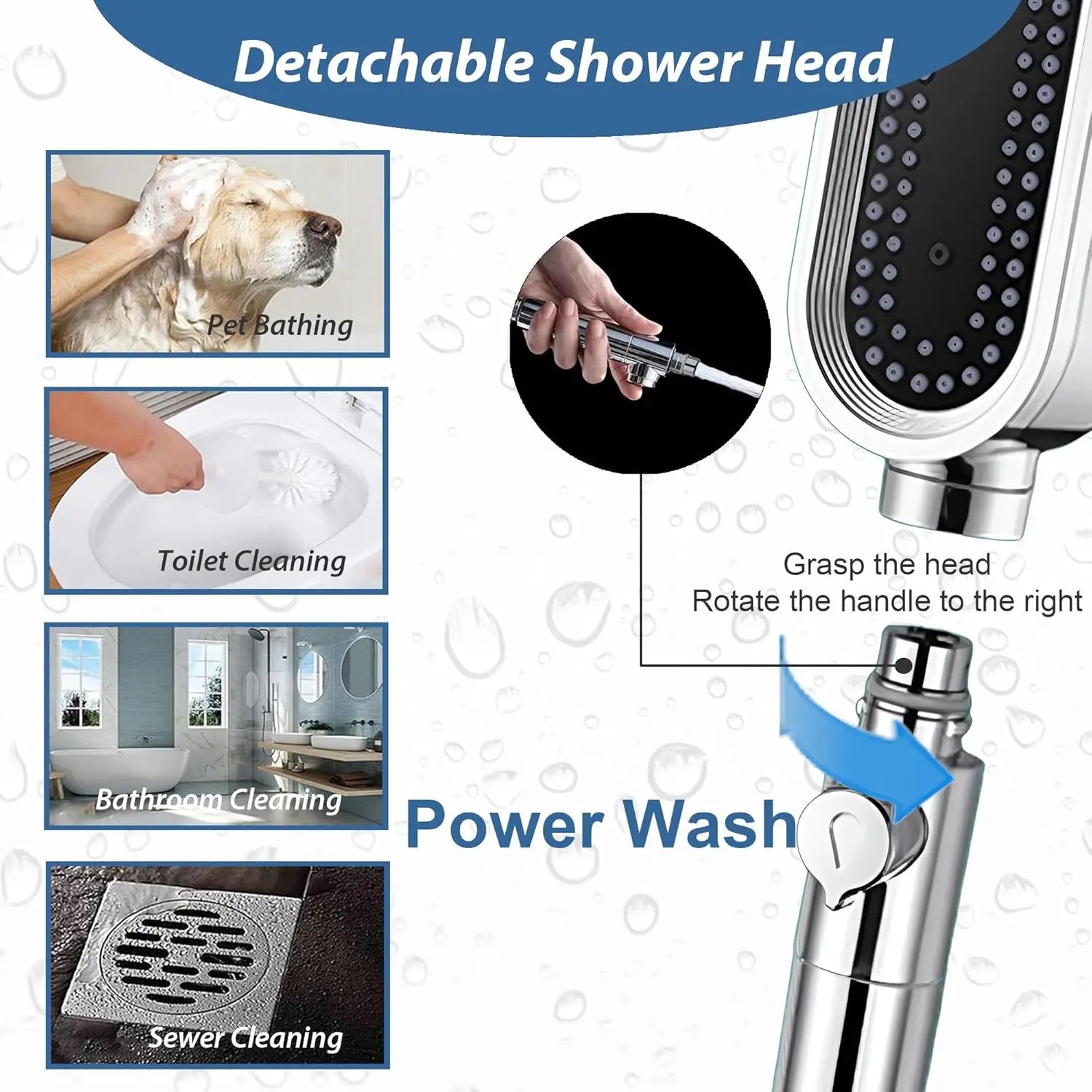 3 Modes Powerful Shower Head Anti-clogging and Easy To Clean Anti Anti-limescale Shower Head Handheld Flexible Bath  Shower Head TAVEN System LLC