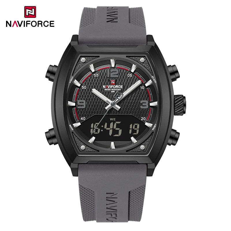 NAVIFORCE Men's Watch Business Simple Original Quartz Watches for Man Waterproof Luminous Silica Band Quartz Analog LCD Display - TAVEN System LLC
