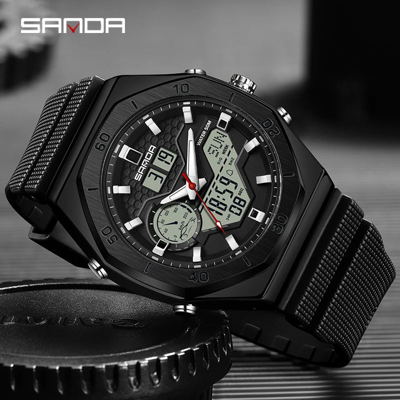 SANDA G Style Digital Men Watches Dual Display Three Time Waterproof Shock Sports Watch Military Countdown Male LED Quartz Clock - TAVEN System LLC